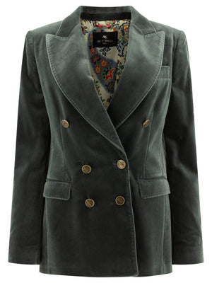 ETRO Double-Breasted Velvet Blazer for Women - Slim Fit