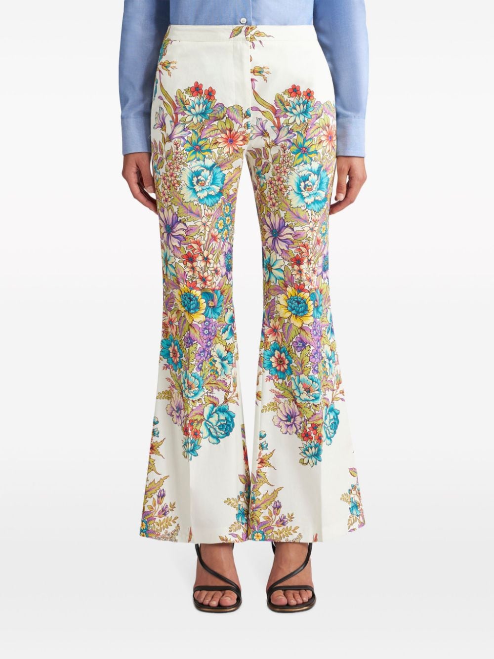 ETRO Women's Floral Print White Pants for SS24