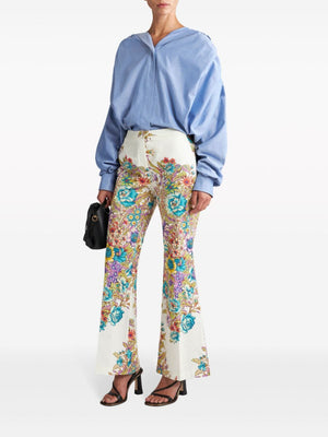 ETRO Women's Floral Print White Pants for SS24