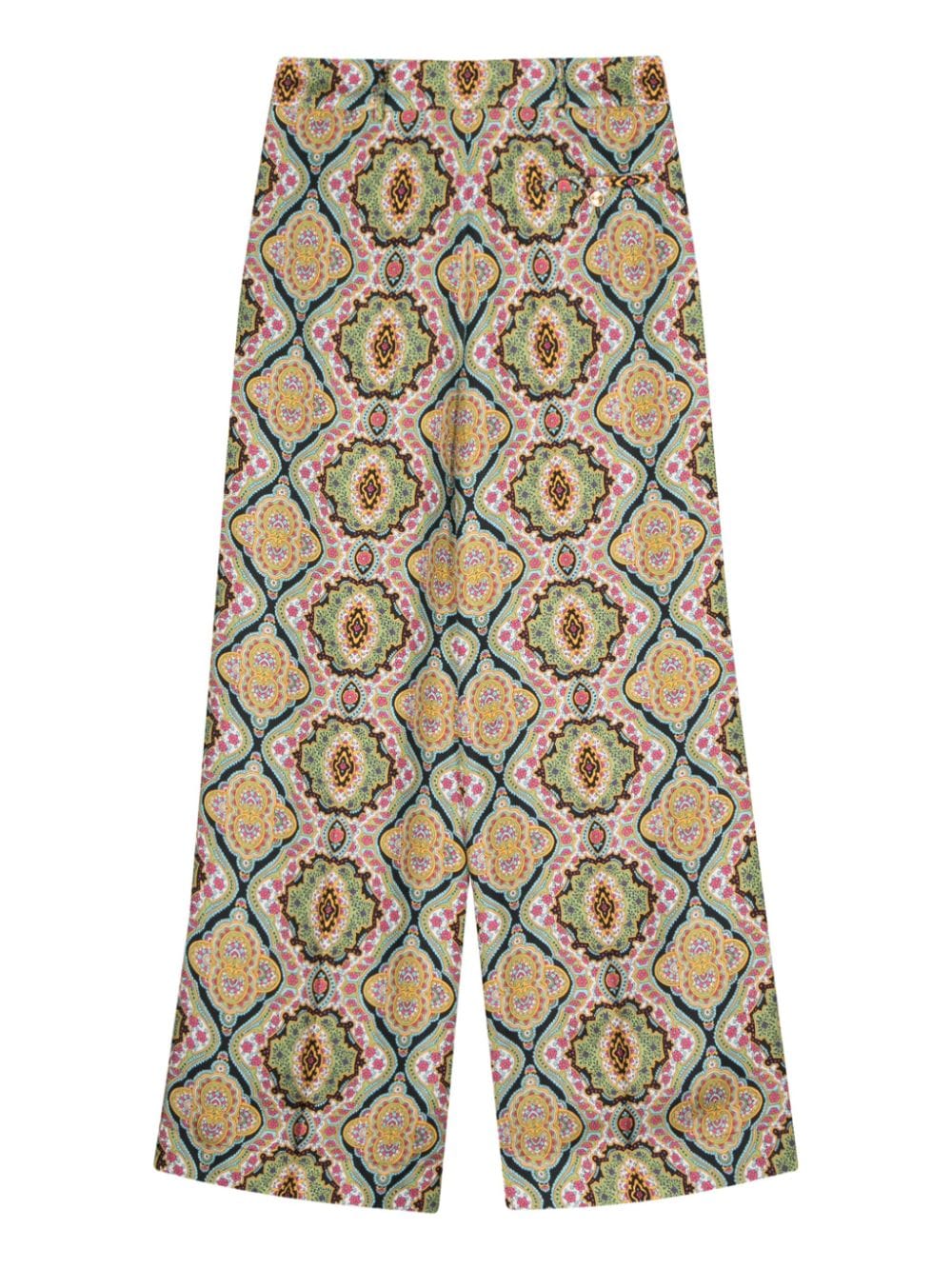 Multicolor Printed Silk Pants for Women