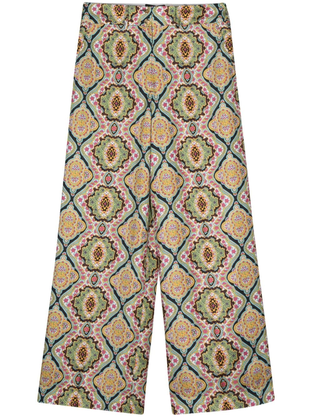 Multicolor Printed Silk Pants for Women