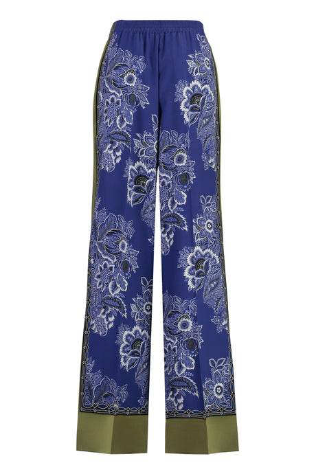 ETRO Silk Printed Pants for Women - Blue