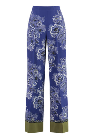 ETRO Silk Printed Pants for Women - Blue