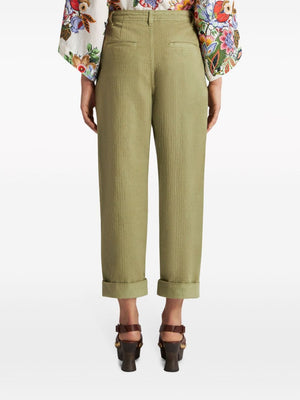 ETRO Green Cotton Pants for Women - Spring/Summer 2024 Collection