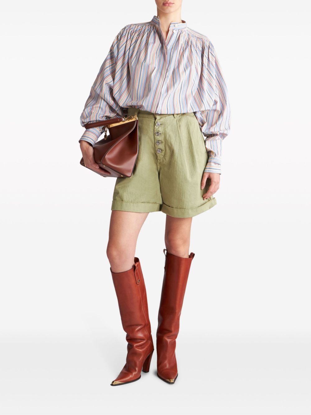 ETRO High Waisted Green Bermuda Shorts for Women - SS24