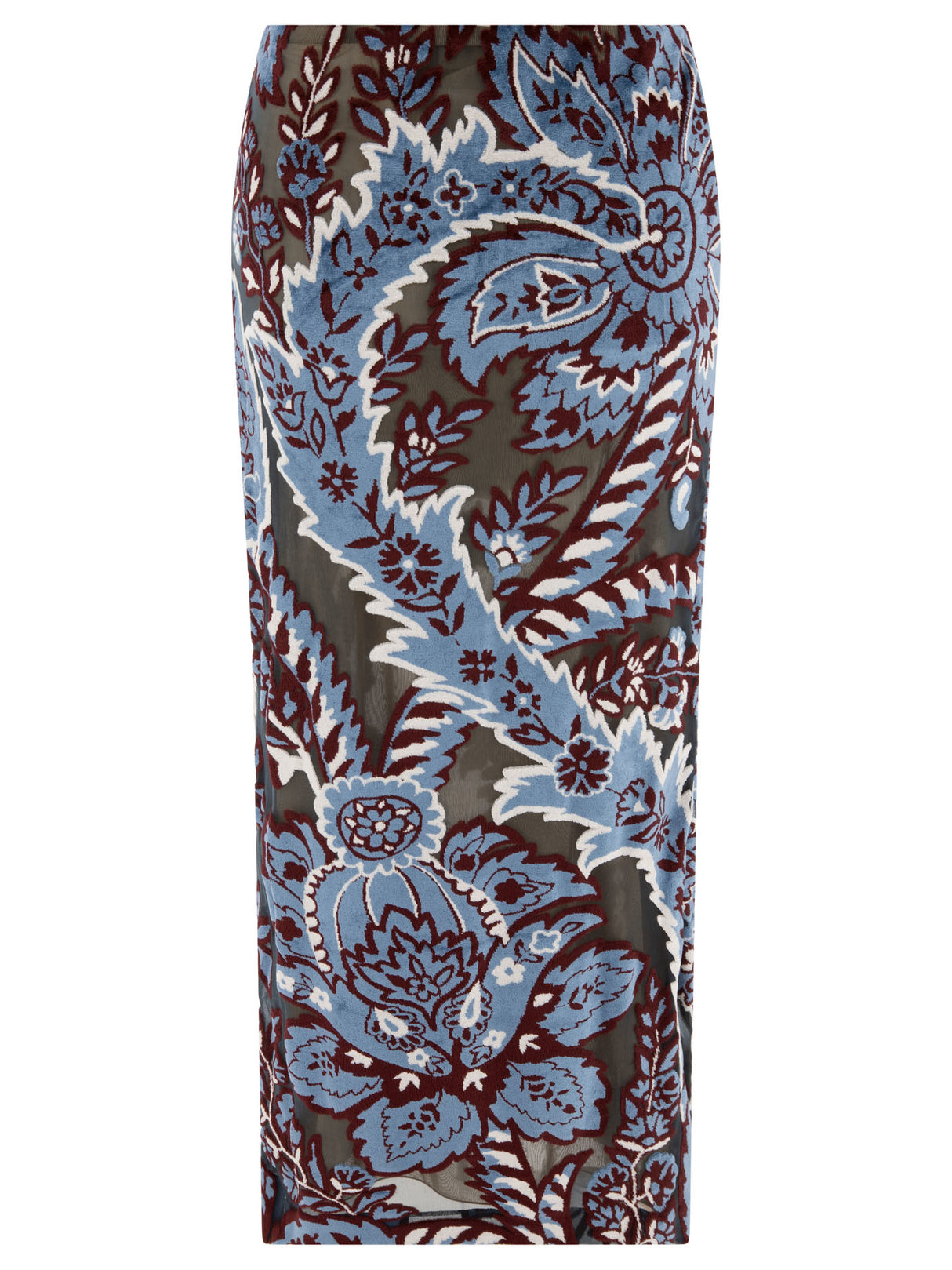 ETRO Luxurious Light Blue Velvet Jacquard Skirt