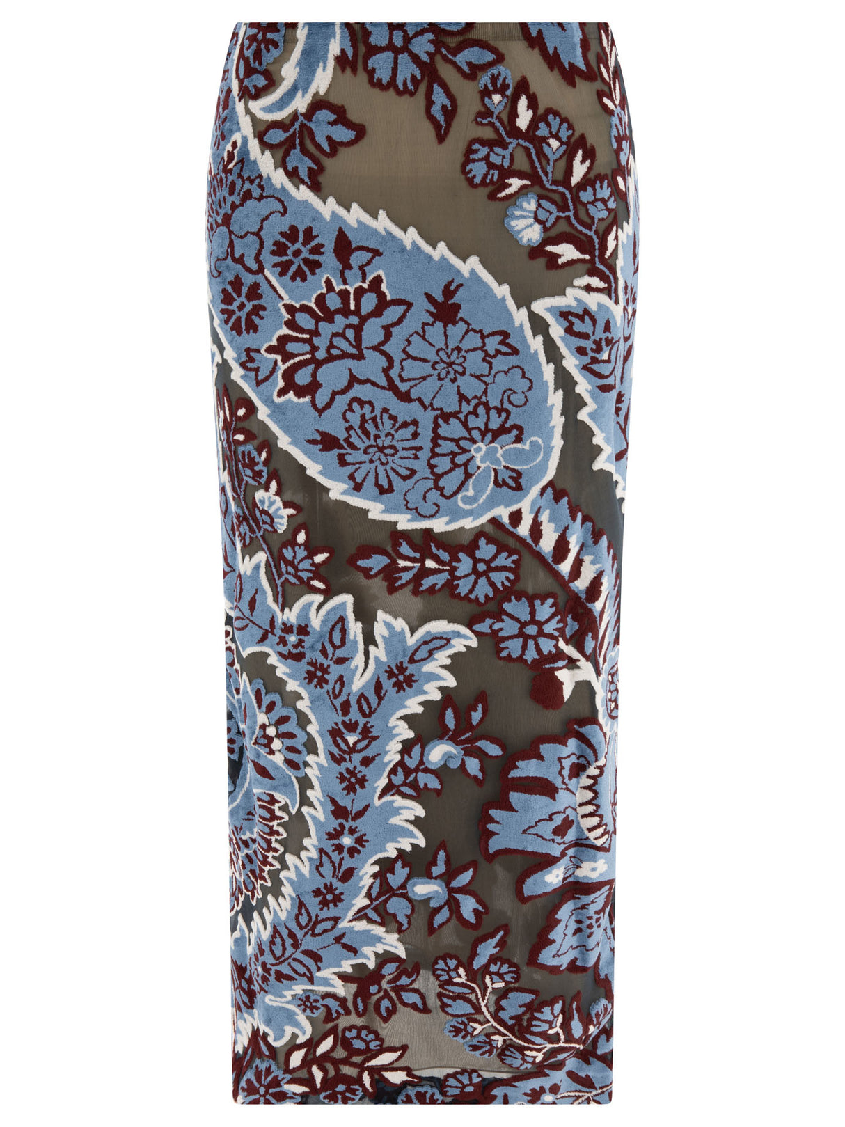 ETRO Luxurious Light Blue Velvet Jacquard Skirt