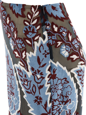 ETRO Luxurious Light Blue Velvet Jacquard Skirt