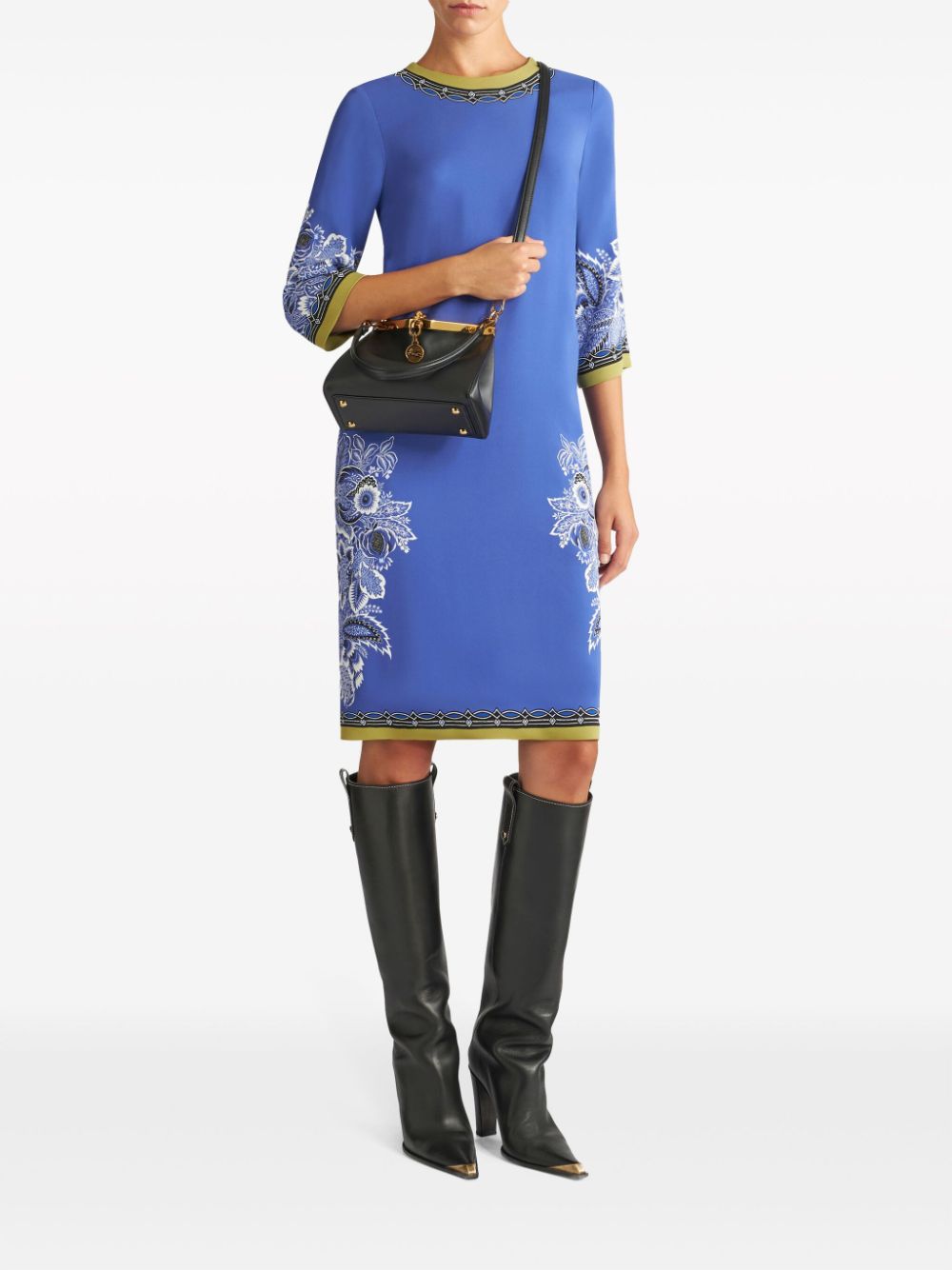 Blue Floral Cady Shift Dress