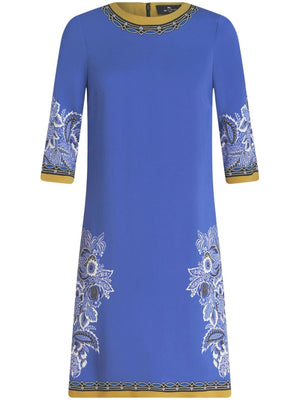 Blue Floral Cady Shift Dress