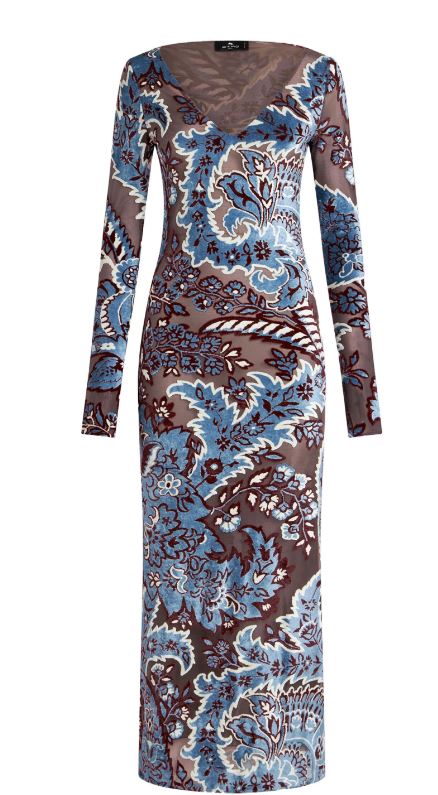 ETRO V-Neck Multicolor Jacquard Dress