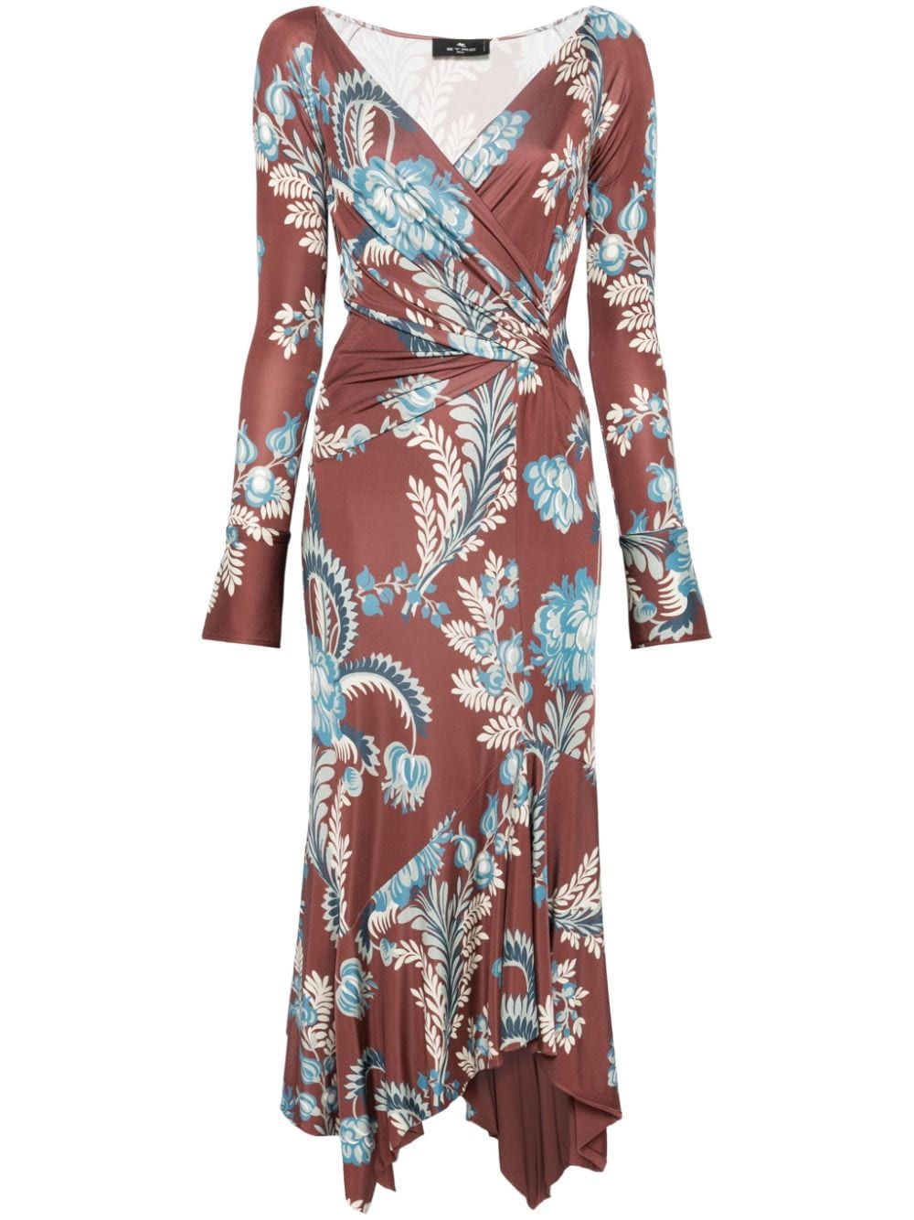 ETRO Printed Midi Dress with Floral Foliage Design