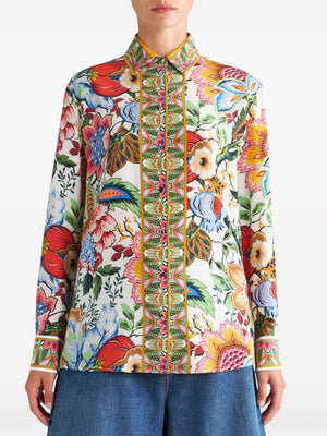 Multicolor Printed Silk Shirt for Spring/Summer