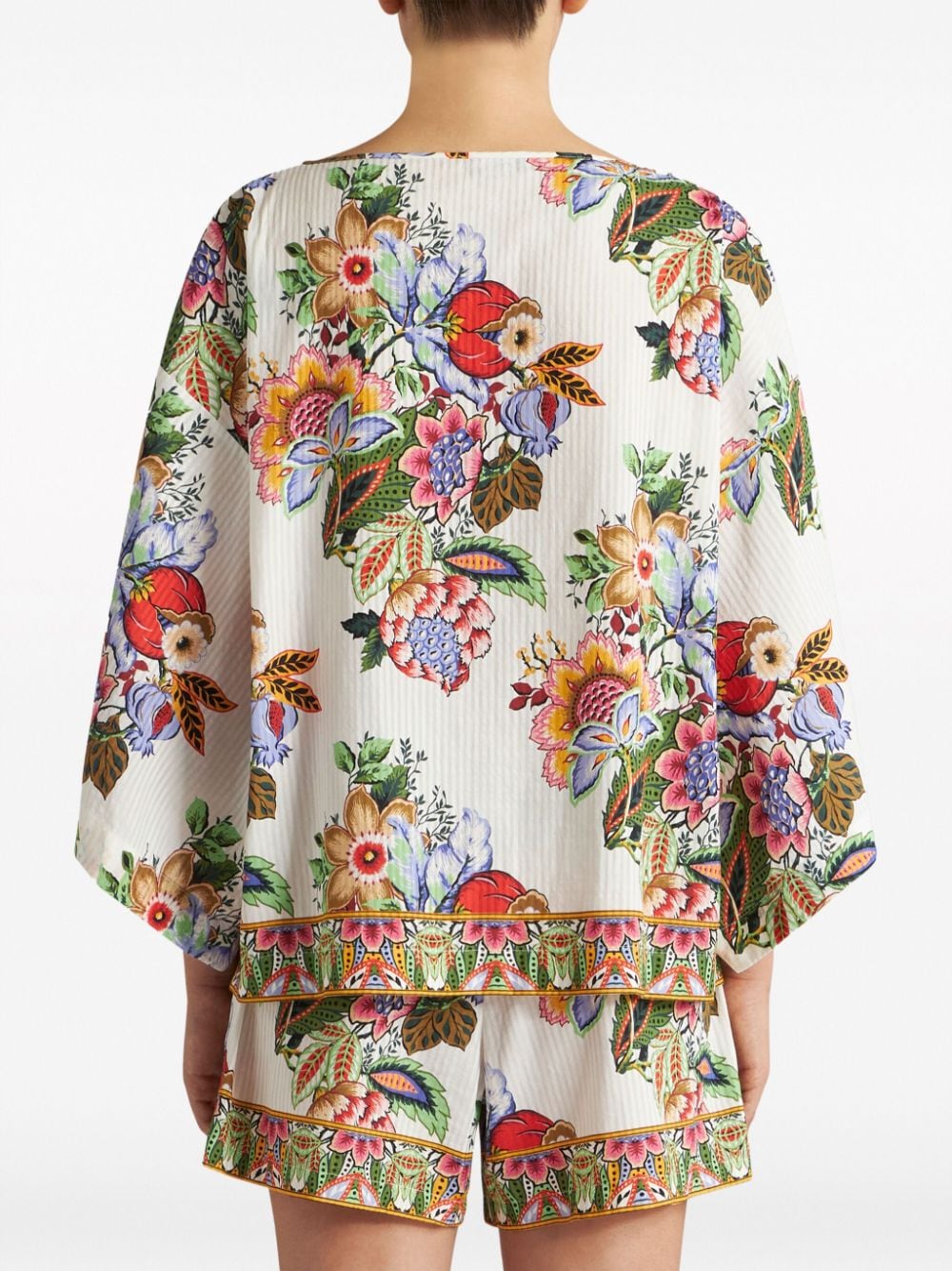 Blouse with Japanese Sleeves and Floral Print