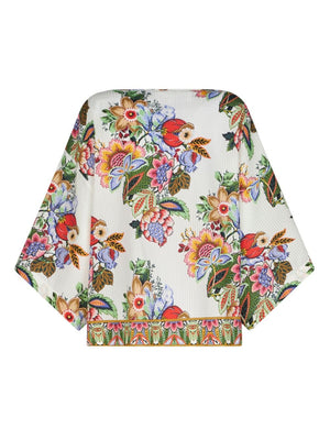 Blouse with Japanese Sleeves and Floral Print