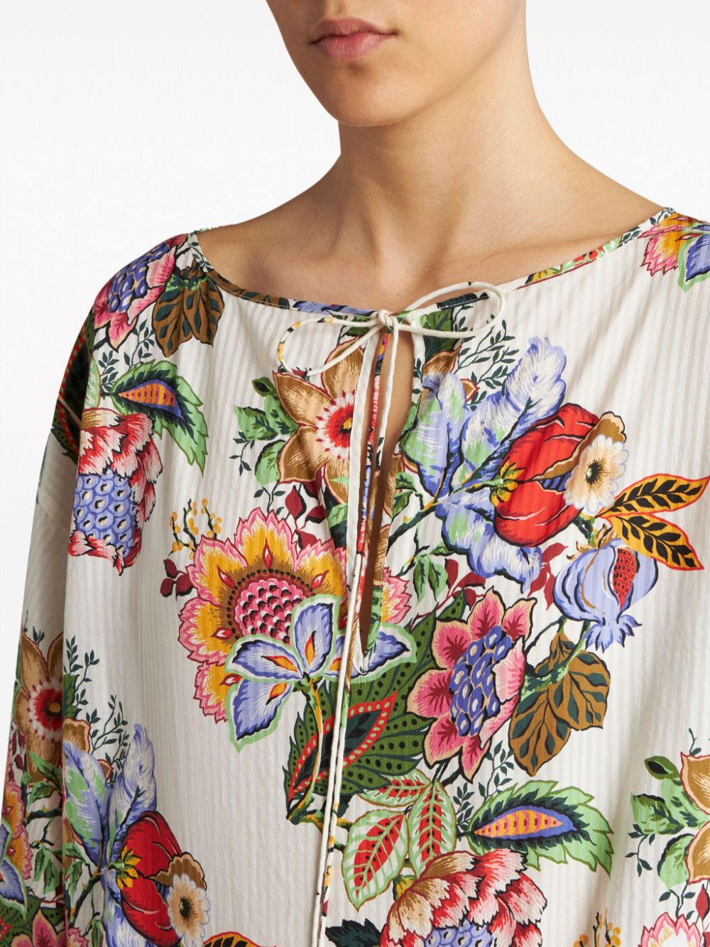 Blouse with Japanese Sleeves and Floral Print