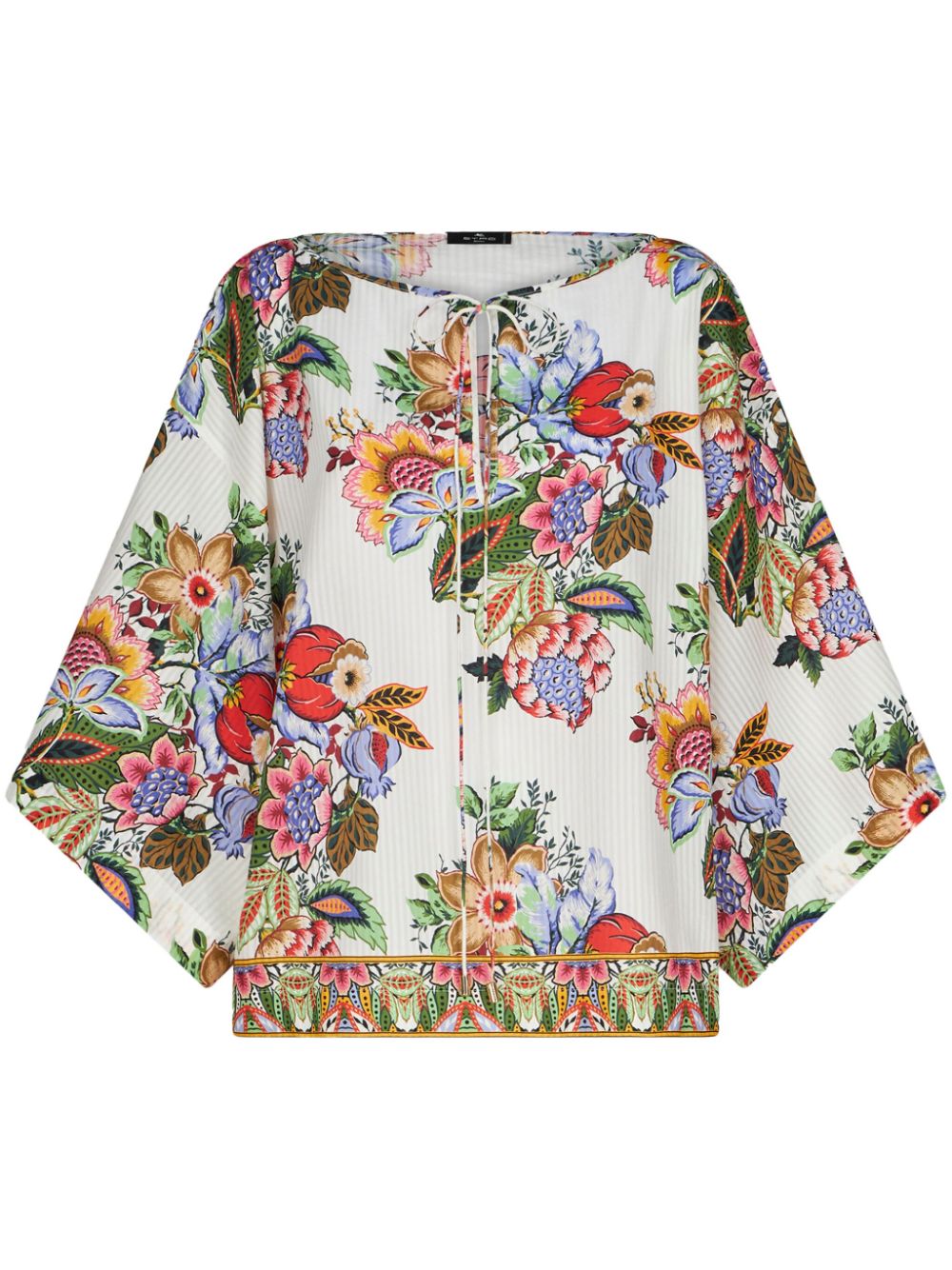 Blouse with Japanese Sleeves and Floral Print