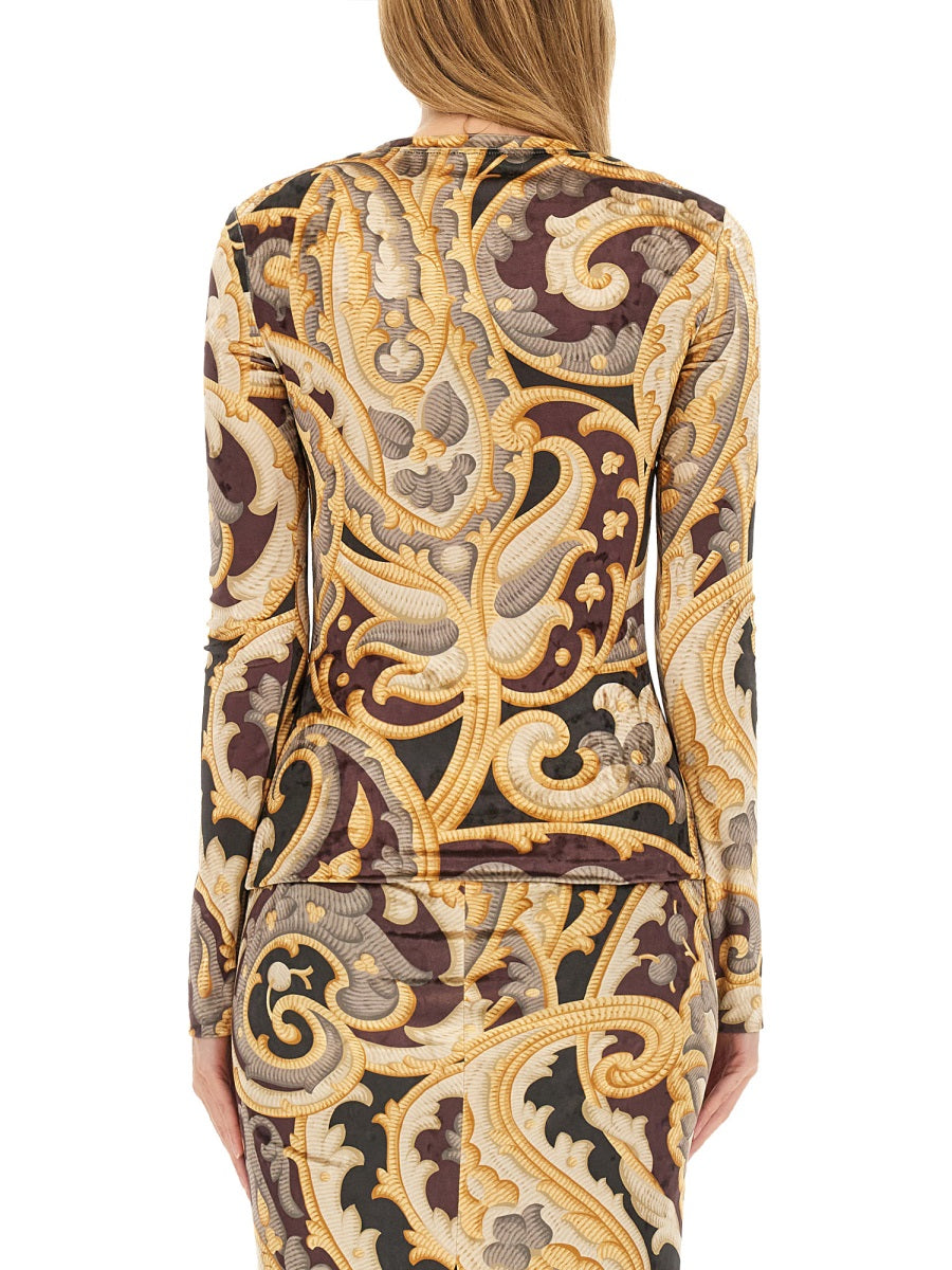 ETRO Slim Fit Paisley Print Top - Size S