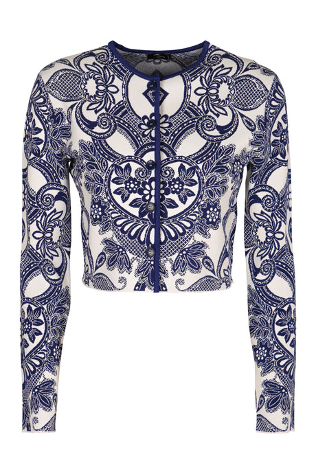 ETRO Cropped Jacquard Knit Cardigan