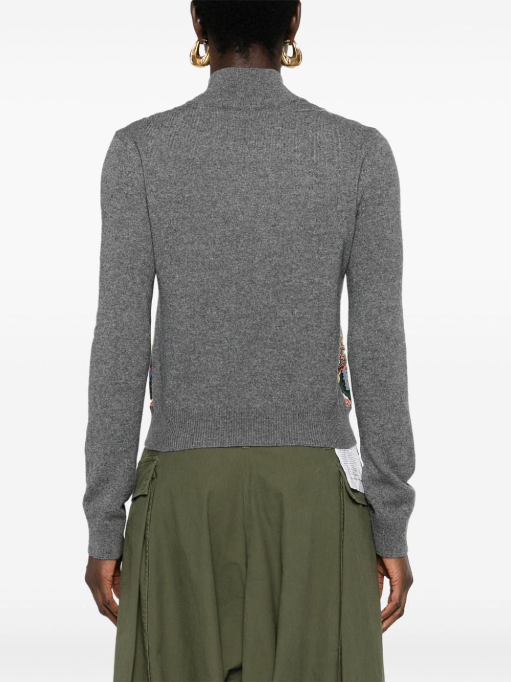 ETRO Gray Sweater with Green Flower and Amebas Design for Women