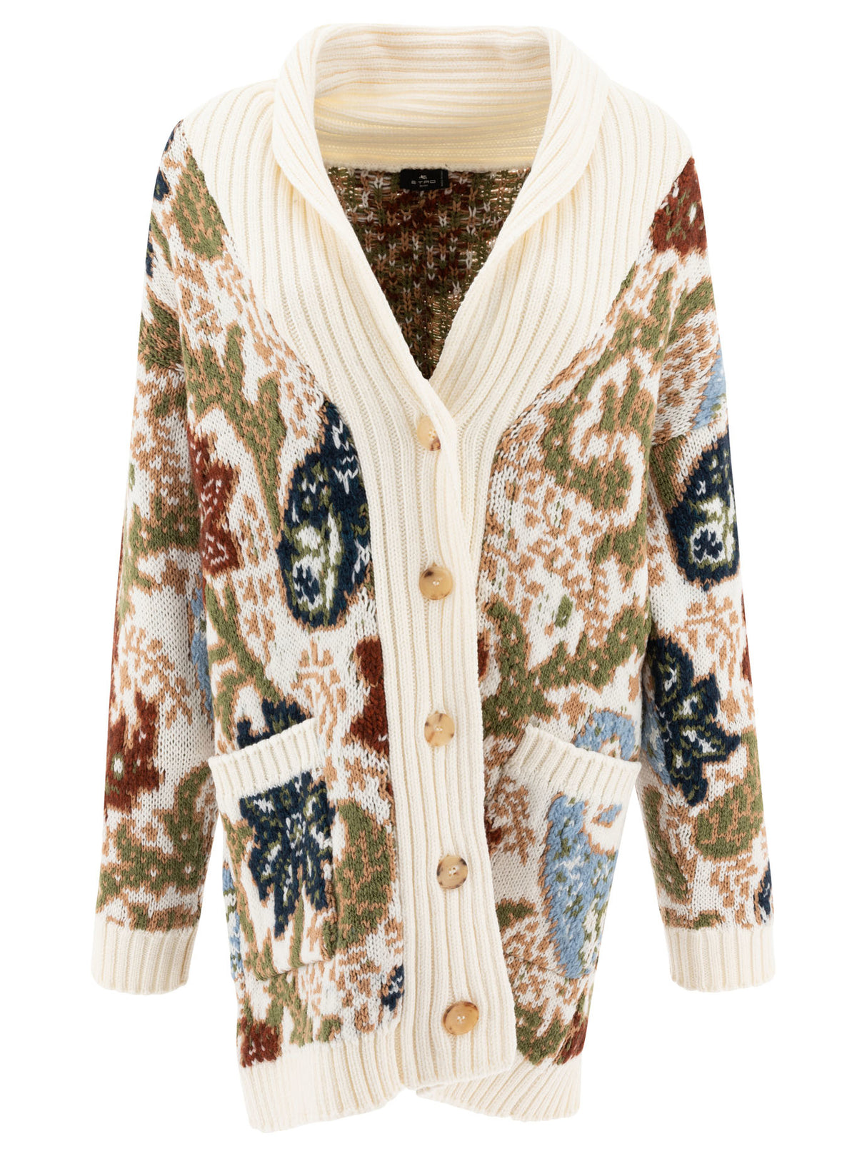 ETRO Oversized Knit Jacquard Maxi Cardigan