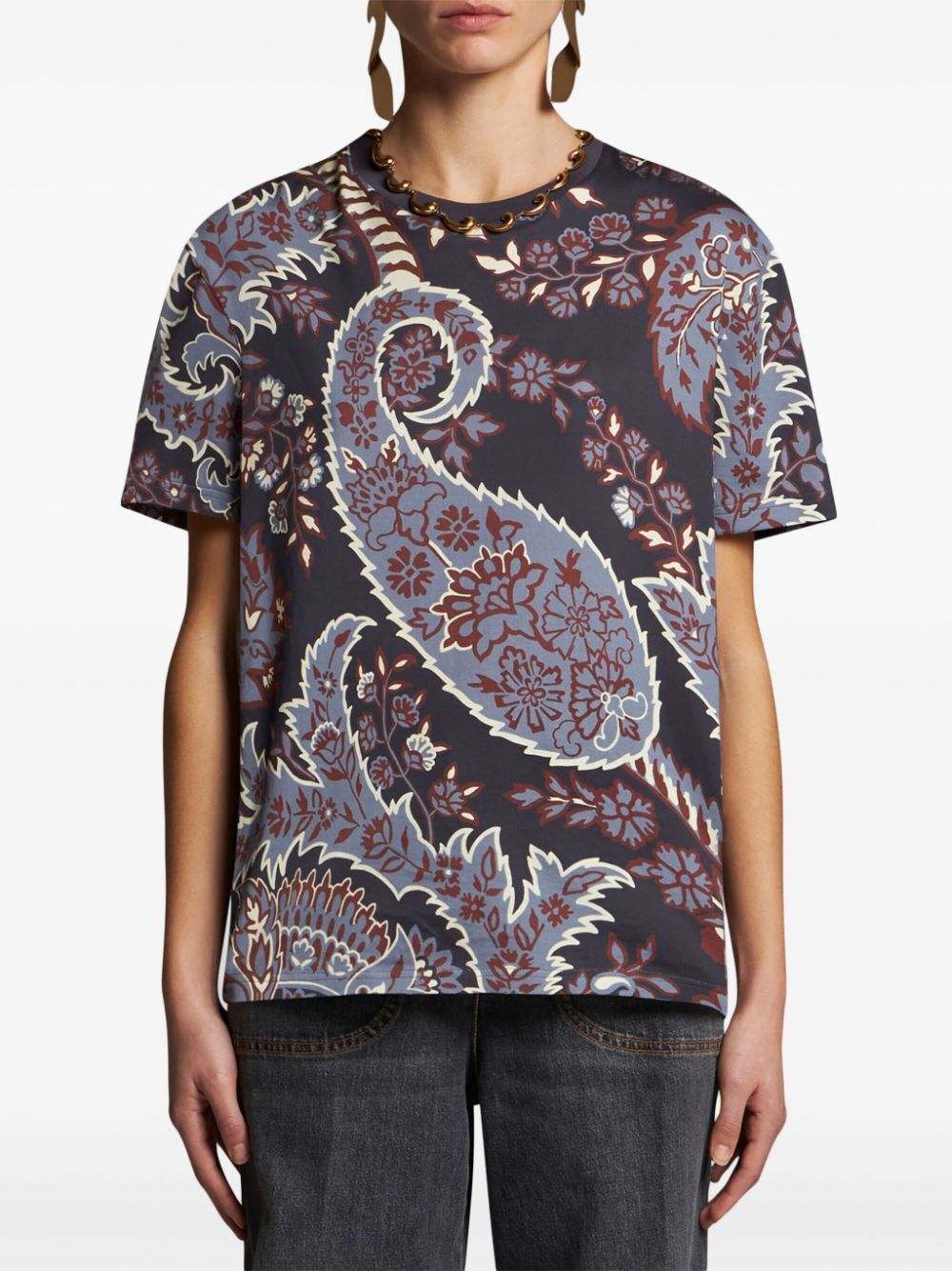 ETRO Chic Blue Paisley Cotton Tee