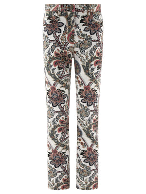 ETRO Multicolor Paisley High-Rise Straight-Leg Jeans