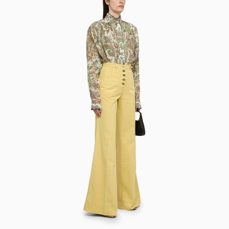 ETRO Navy Blue Cotton Denim Flare Trousers for Women