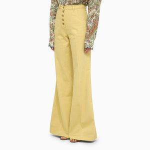 ETRO Navy Blue Cotton Denim Flare Trousers for Women