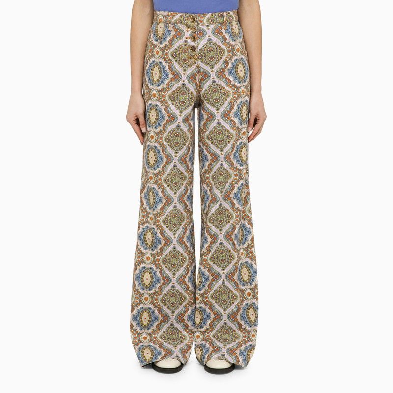 Multicolored Wide-Leg Trousers for Women