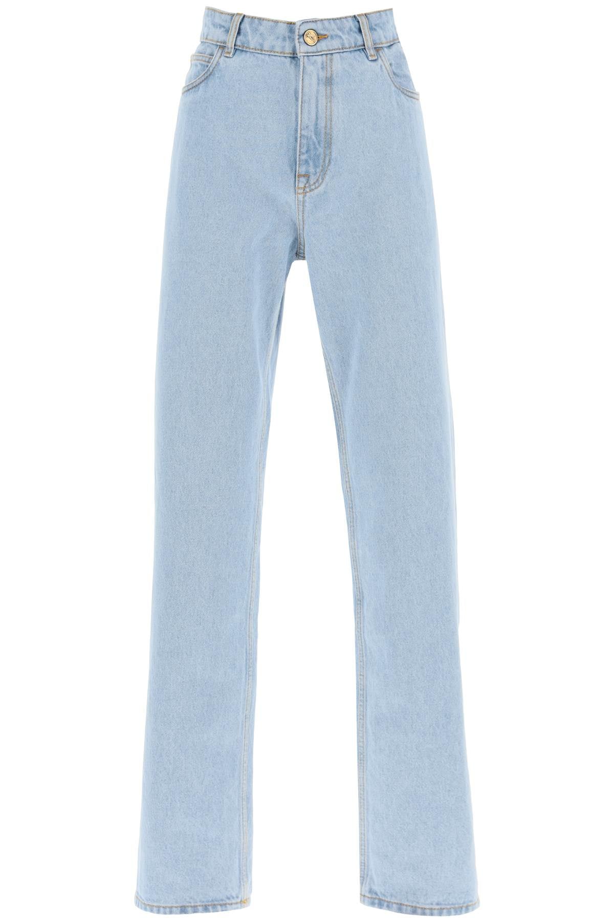 ETRO Light Blue Baggy Low-Waisted Jeans with Pegasus Floral Embroidery