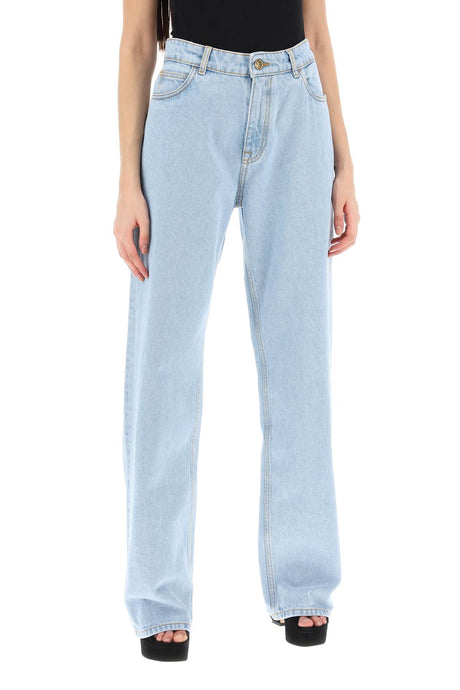 Light Blue Baggy Low-Waisted Jeans with Pegasus Floral Embroidery