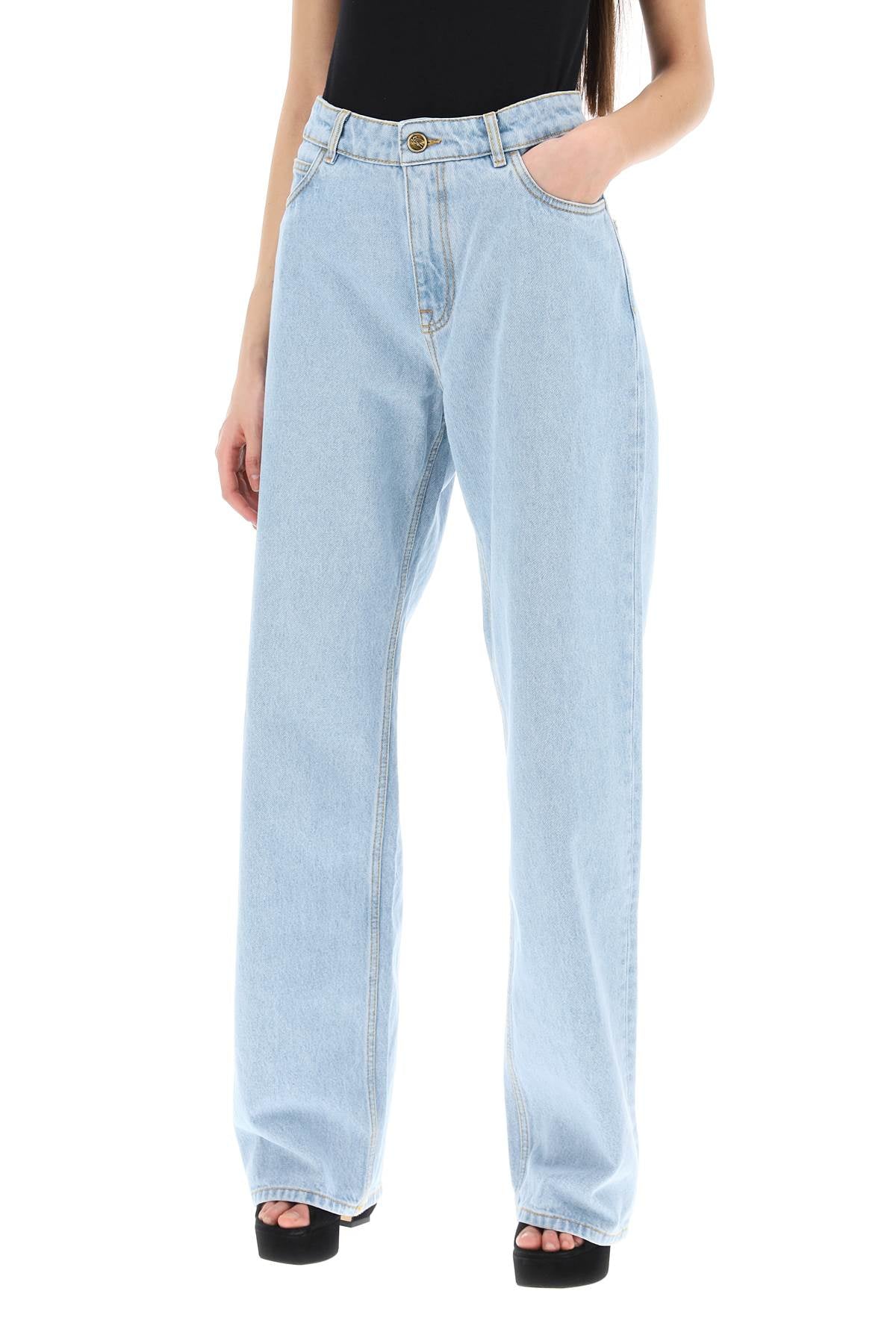 Light Blue Baggy Low-Waisted Jeans with Pegasus Floral Embroidery