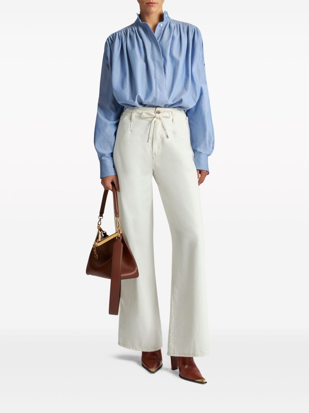 ETRO White Embroidered Cotton Pants - SS24 Women's Fashion