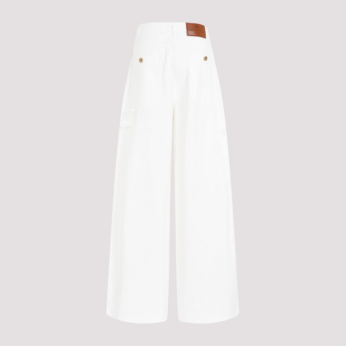 ETRO White Wide Cotton Trousers for Women