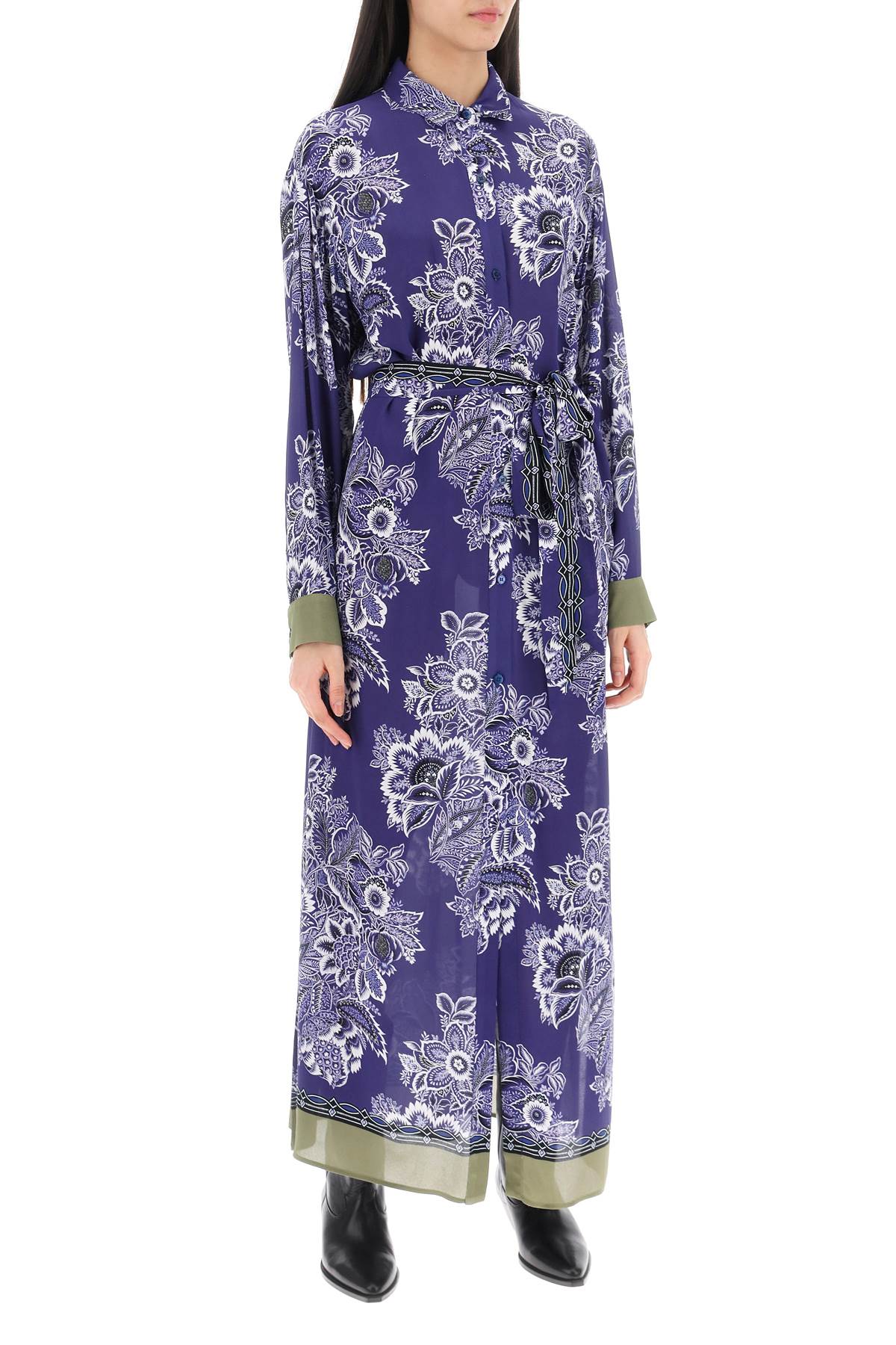 ETRO Maxi Chemisier Dress with Bandana Floral Print