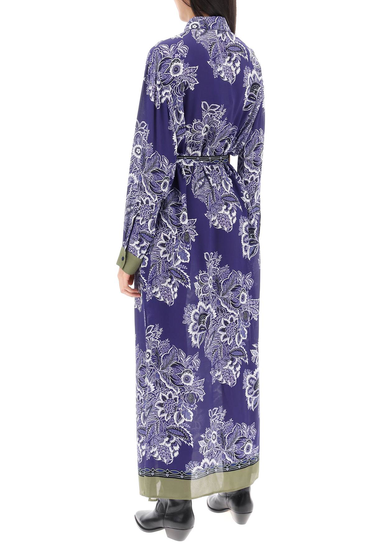 Maxi Chemisier Dress with Bandana-Inspired Floral Print