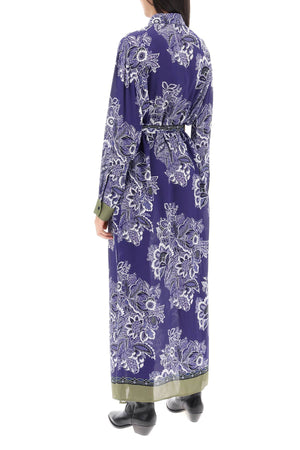 Maxi Chemisier Dress with Bandana-Inspired Floral Print