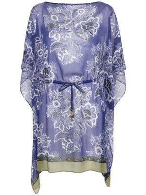 Áo khoác cổ ve hoa không tay theo mùa (màu xanh) của ETRO