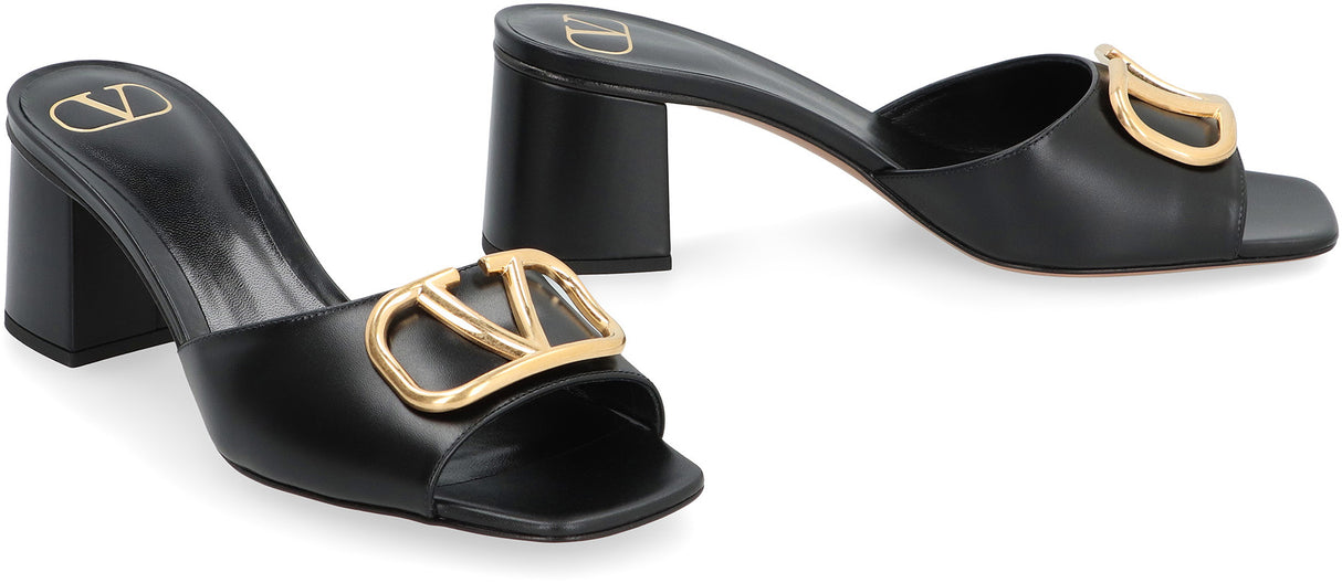 VALENTINO Vlogo Leather Slide Sandals for Women