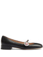 VALENTINO GARAVANI Leather Mary Jane Ballet Flats with Crystal Embellishments