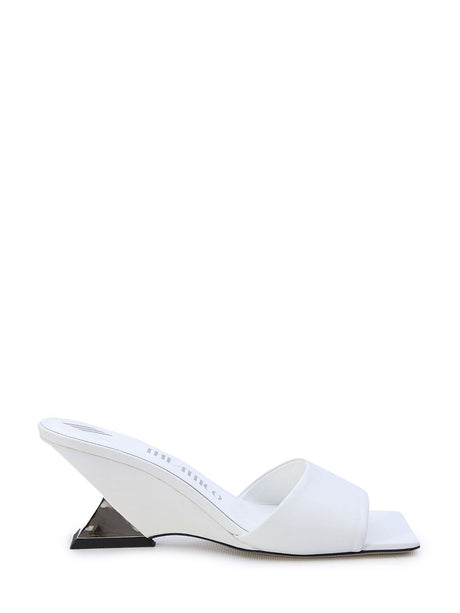 THE ATTICO White Leather Open Toe Pyramid Wedge Sandals for Women, ITA Size