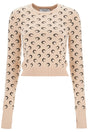 MARINE SERRE Luxe Moon Pattern Cropped Wool Sweater