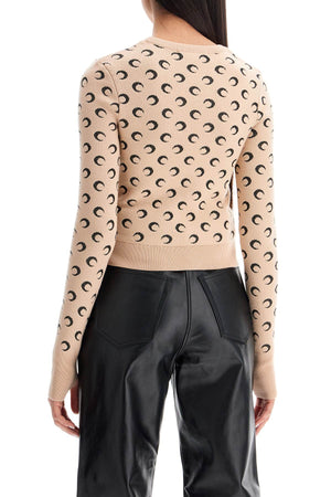 MARINE SERRE Luxe Moon Pattern Cropped Wool Sweater