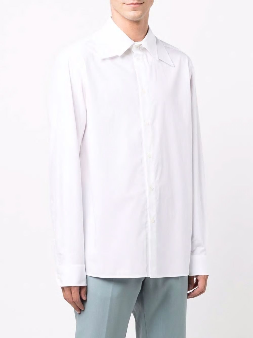 VALENTINO Men's White Cotton Long-Sleeved Shirt for FW21