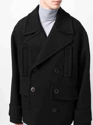 Men's Black Double-Breasted Coat for FW24 from Valentino