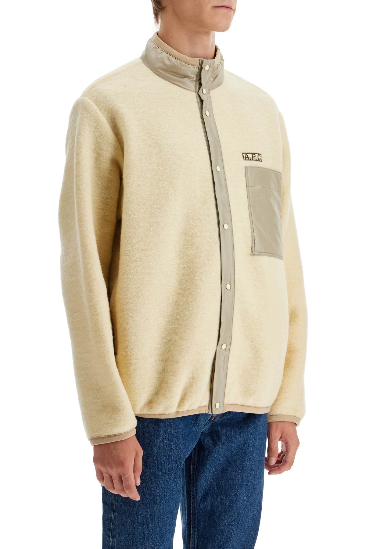 A.P.C. Refined Wool Blend Fleece Jacket with Nylon Accents for Men