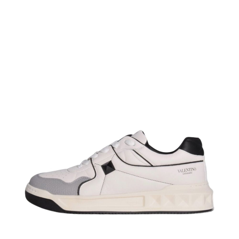 VALENTINO GARAVANI Men's White and Grey Leather Sneakers for Year-Round Style