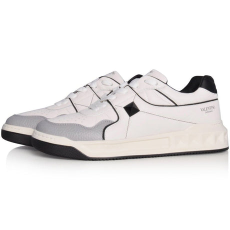 VALENTINO GARAVANI Men's White and Grey Leather Sneakers for Year-Round Style