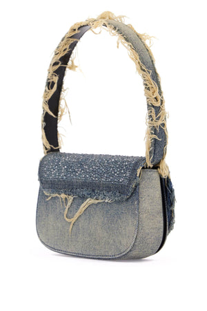 DIESEL Mini Denim and Crystal Shoulder Handbag